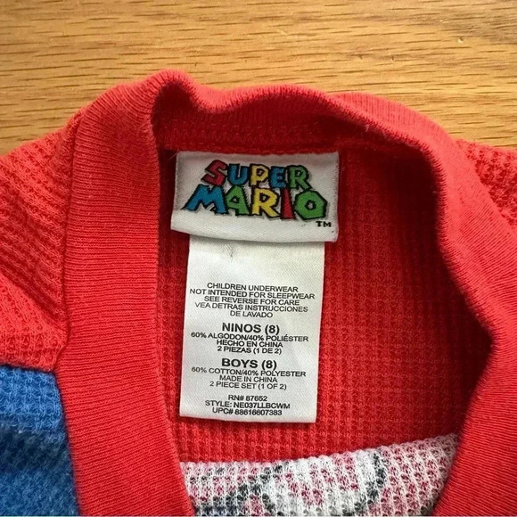 2011 Super Mario Waffle Knit Long Sleeve Tee Size Boys 8 - Picture 6 of 7